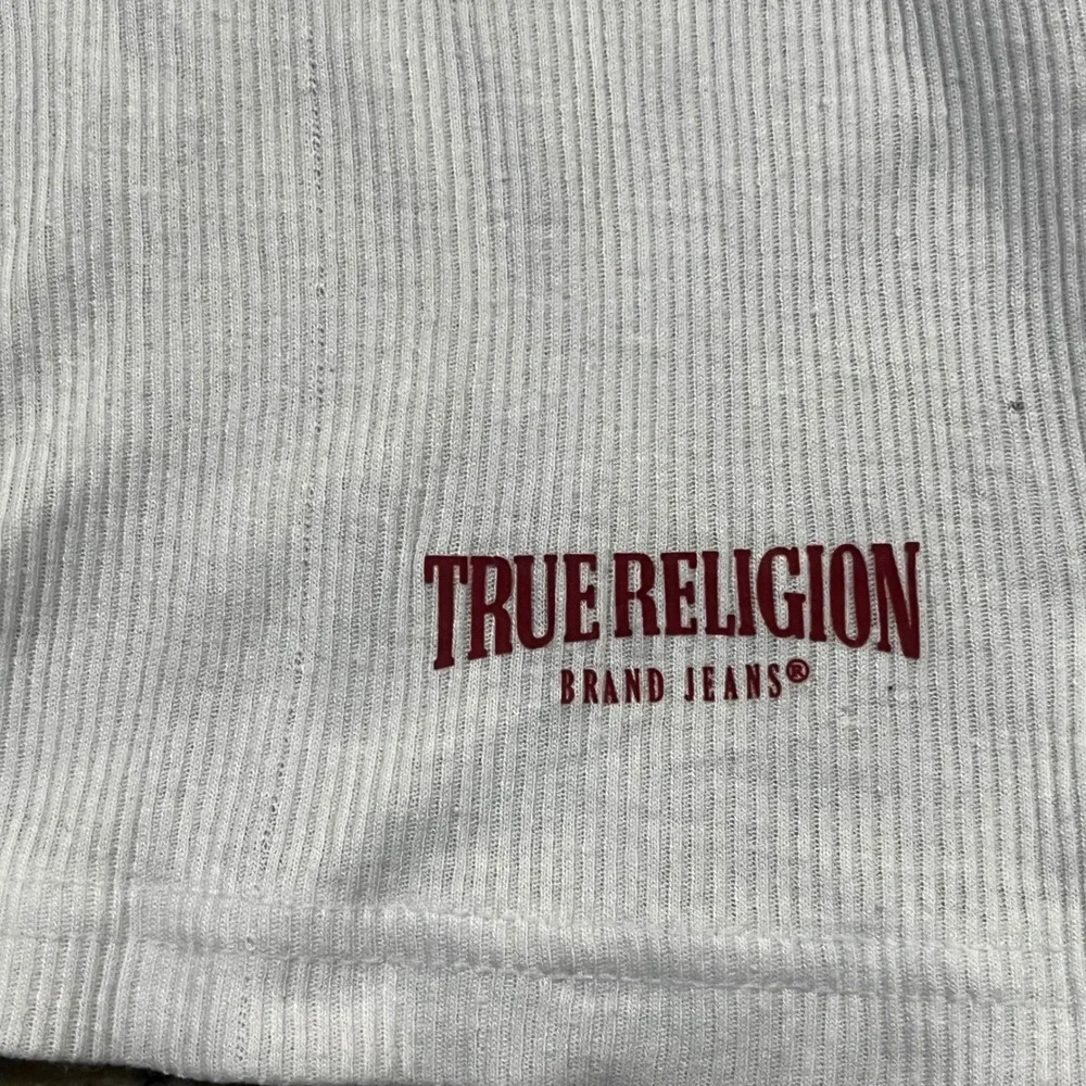 True Religion Mens Ribbed Tank Top White Sleeveless Undershirt Logo Medium